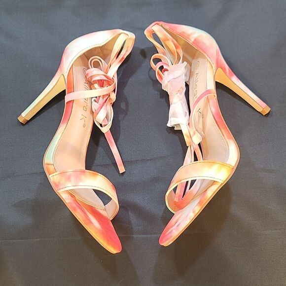 Allegra K Women's Elegant Open Toe Tie Dye Lace Up Stiletto Heel Sandals - Picture 9 of 16